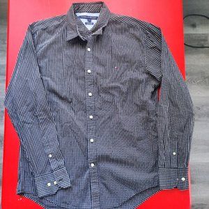 Tommy Hilfiger button down shirt checkered black and white men's size L